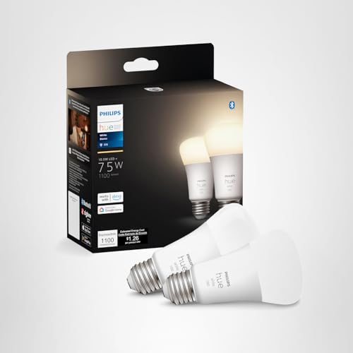 Philips Hue Smart 75W A19 LED Bulb - Soft Warm White Light - 2 Pack - 1100LM - E26 - Indoor - Control with Hue App - Works with Alexa, Google Assistant and Apple Homekit - View 10