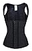 Charmian Women's Latex Underbust Waist Training Cincher Steel Boned Body Shaper Corset Vest Vest-Black Large