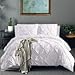 Vailge 3 Piece Pinch Pleated Duvet Cover with Zipper Closure, 100% 120gsm Microfiber Pintuck Duvet Cover, Luxurious Pintuck Decorative (White,California King)