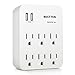 BESTTEN 6-Outlet Wall Mount Surge Protector, 2.4A Dual USB Charging Ports, 15A/125V/1875W, ETL Listed