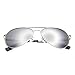 Zacway Small Polarized Spring Hinges Metal Aviator Sunglasses UV400 52mm (Silver Frame/Mirror Mercury Lens, 52)