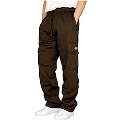 Men's Cargo Sweatpants Casual Fleece Joggers Loose