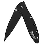 Kershaw Leek, Black Folding Knife (1660CKT); 3" 14C28N Sandvik Steel Blade, 410 Stainless Steel Handle, Both DLC-Coated; SpeedSafe Assisted Opening, Liner Lock, Tip Lock, Reversible Pocketclip; 3 OZ.