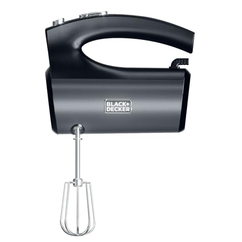 BLACK+DECKER 300W Hand Mixer - 5-Speed with Turbo, Premium Metallic Finish, Stainless Steel Beaters & Dough Hooks, Ergonomic Grip, Easy Eject, Dishwasher Safe | SSMH325-B5
