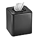 mDesign Modern Square Metal Paper Facial Tissue Box Cover Holder for Bathroom Vanity Countertops, Bedroom Dressers, Night Stands, Desks and Tables - Black primary