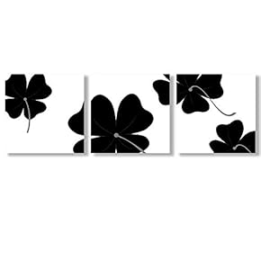 Canvas Wall Art Black and White Abstract Flowers Painting Artwork for Home Prints Framed - 12"x12"x3 Panels
