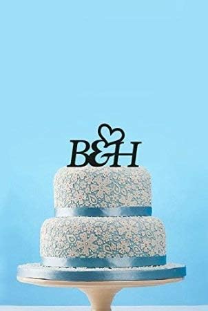 Adorno Personalizado Para Tarta De Navidad De Boda Monograma Personalizado Apellido Con Sus Iniciales A B