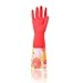Rubber Household Cleaning Gloves & without lining Kitchen Dishwashing Latex Gloves (Red, Large)
