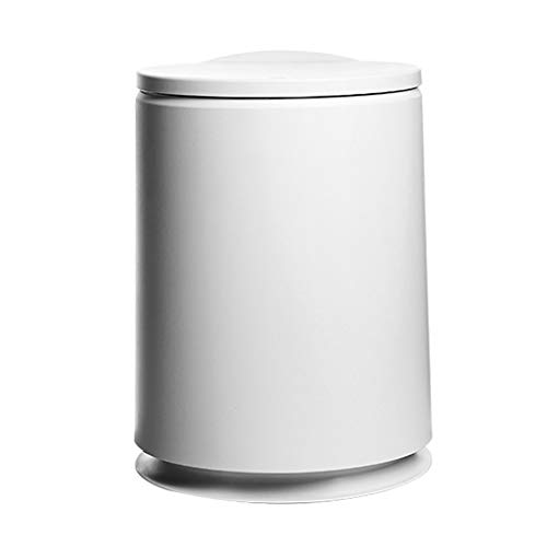SYDDP Household Trash Can Press Storage Bin Waste Bins Garbage Collector Cylindrical Sanitary Bucket 10L (Color : White)