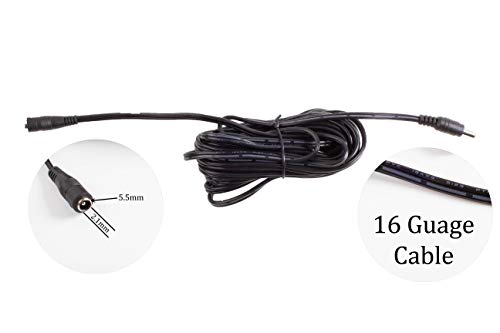 LEDUPDATES DC Plug Power Adapter Extension Cable 5.5MM X 2.1MM Plug, 16 AWG Heavy Duty Cable for 5v 12v 24v LED Strip Light, Home Security Camera Surveillance System, DVR and More (16ft)