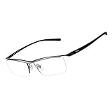 Bertha Men Z Pure Titanium Semi-rimless Eyeglasses Business Optical Frame 8189 (Gun Metal)