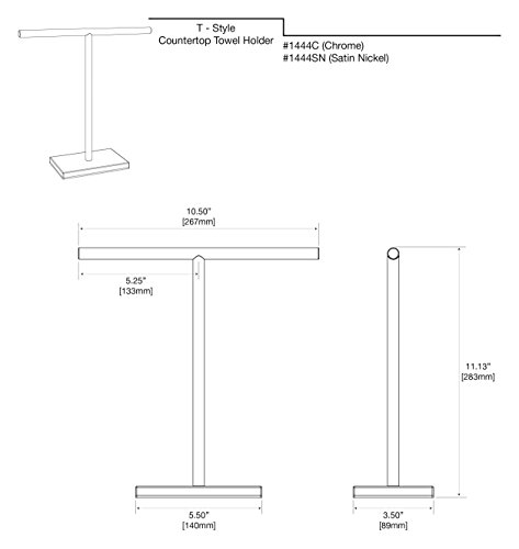 Gatco 1444sn Modern Rectangle Base T Shape Hand Towel Holder