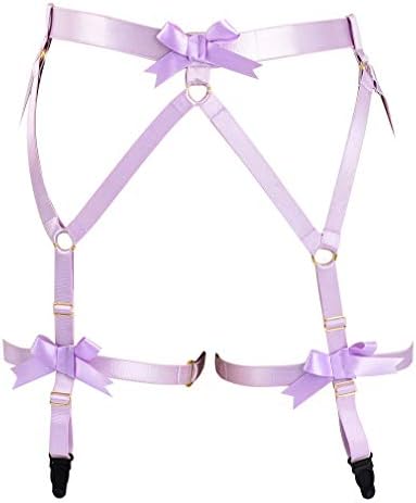 BodyHss Harness Garter Womens High-Waisted Belts Set Mesh Lingerie