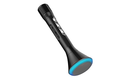 Light-up Wireless Bluetooth Portable Karaoke Microphone with built-in Speaker, Handheld Mic for Singing Karaoke. For all Bluetooth enabled iPhones, smartphones, tablets, iPods, and mp3 players- Black - Thumbnail 3
