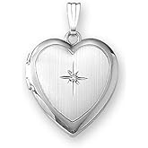 PicturesOnGold.com 14k White Gold Heart Photo Locket With Diamond