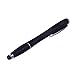 HDE Retractable Ballpoint Ink Pen with Flashlight Rubber Tip Precision Stylus for Capacitive Touch Screen Devices (Black)