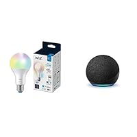 Alexa Smart Home Starter Kit|WiZ A21 Smart Color Bulb with Echo Dot (4th Gen) Charcoal| Full Color and Tunable White 100 Watt Equivalent LED Smart Bulb, No Hub Required