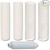 CFS – 5 Pack Replacement Water Filter Kit Includes Carbon Block, Polypropylene Sediment, & Inline Cartridges Compatible with 560032 Four-Stage Standard Models – Removes Bad Taste & Odor – White