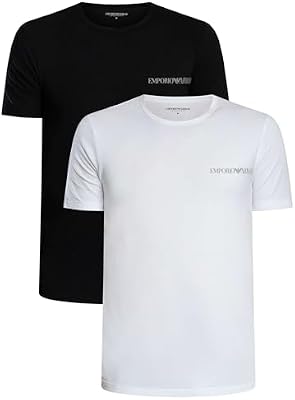 2-Pack Crew Neck T-Shirt, Bianco/Nero, M Uomo