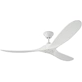 Monte Carlo 3MAVR60RZW Maverick Energy Star 60" Outdoor Ceiling Fan with Remote Control, 3 Balsa Wood Blades, Matte White