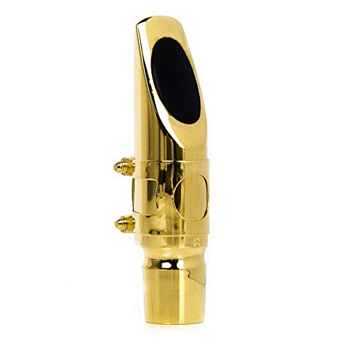 BeesClover Professional Alto Sax Saxophone Mouthpiece Metal with Cap and Ligature Golden Plated Quality Woodwind Instruments Accessory Show One Size