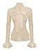 PrettyGuide Women Ruffle Victorian Blouse 50's Retro Silky Bow Tie Steampunk Shirts Tops