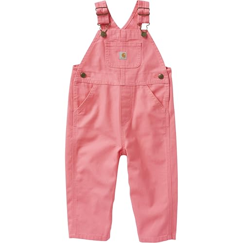 Carhartt Baby Girls Unlined Canvas Bib Overalls, Pink Lemonade, 6 Months