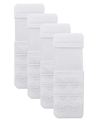 2 Hook Bra Extenders,Stretchy Soft and Comfortable Bra Strap Extender - 4 pcs Pack (White-1) - Thumbnail 6