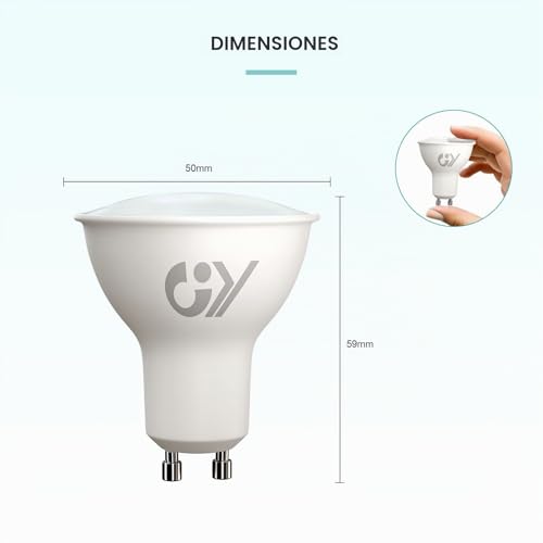 GY 4.9W GU10 LED Bulb 3000K Warm White 780LM (Equivalent to 80W), Non-Dimmable, 110 Degrees Beam Angle – Low Consumption Bulb Class B, No Flickering LED GU10 Bulbs, Pack of 10