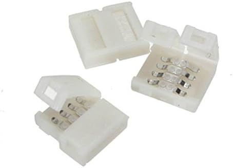 DoDoMall LED Strip Light Connector 4 Pin 8mm LED Connectors for RGB 5050 3528 LED Light Strip (6Pcs White LED Connectors)