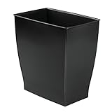 mDesign Wastebasket Trash Can - Rectangular, Black