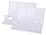 2 Pieces Watercolor Folding Palettes,Velar Dohaeris 33 Mixing Grids White Plastic Oil Paint Trays Box Cover with Thumbhole and Brush Holders