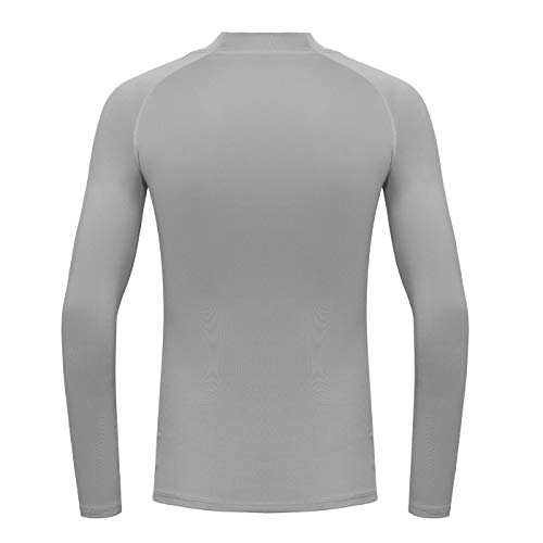 Boys Fleece Thermal Mock Neck Long Sleeve Running Shirt Workout Tops Gray M - Thumbnail 5
