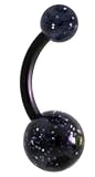 Black Bioplast UV Glitter Belly Ring