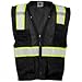 Kishigo Black Enhanced Visibility Men's Vest B100, Multi Pocket Mesh Hi-Vis Vest, Ultra-Cool Polyester Material, 6 Pockets, Zipper Front Closure, Construction Work Safety Vest (Black EV, LG-XL)
