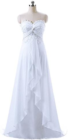 Nitree Women's Sweetheart Chiffon Long Beach Wedding Dress Bridal Gown 2018 New