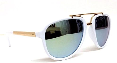 White &amp; Gold Mach Aviator Sunglasses Iridium Lenses