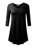 BIADANI Women's 3/4 Sleeve Tunic Top With Side Pockets Black XX-Large