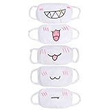 Kawaii Muffle Mask,Aniwon 5 pack Anti-Dust Anime Mouth Mask Cute kaomoji Face Mask Emoticon Mask