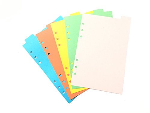 Timemorry 4Pack Colored Index Divider Classified Papers/Filler Papers with 1PCS Plastic Ruler for A5 6-Holes Notebook/Planner/Binder (4Pack A5+1 Plastic Ruler)