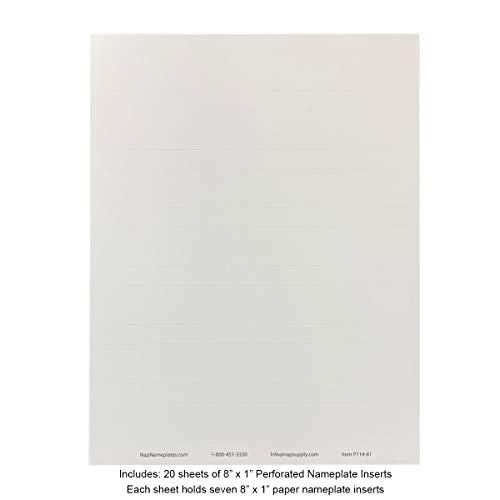 Perforated Paper Nameplate Inserts, Pack of 20