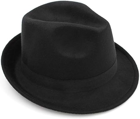 DOSOMI Men Women Fedora hat England Style Trilby Wool Panama Hats Autumn Winter Solid Color Wide Brim Jazz hat