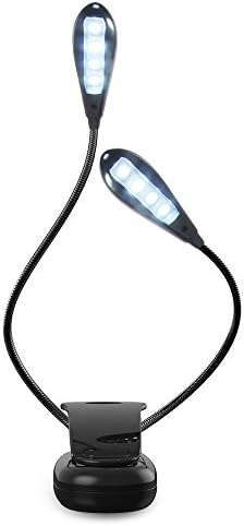Double Tube LED USB Rechargeable Portable & Flexible Clip Lamp,Bedside Reading Lamp and Student Dormitory Creative Small Desk Lamp (Black)