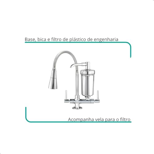 Torneira Com Filtro Em Abs De Bancada Flexível Cromado (2 Jatos Cone Cromada)