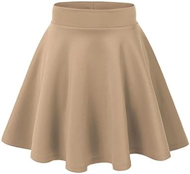 J Doe Style Women's Basic Stretchy Flared Skater Skirt , 2X, Khaki