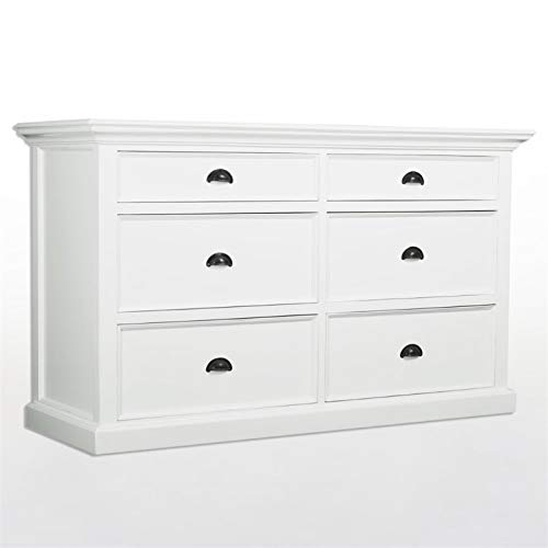 NovaSolo Halifax Pure White Mahogany Wood 6-Drawer Dresser