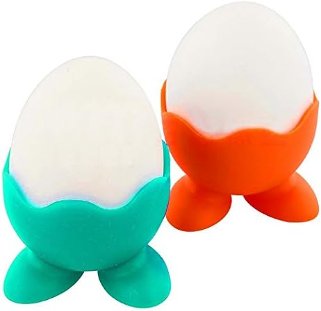 ZIZLY Silicone Egg Cup Holders Breakfast Egg Serving Cups for Hard and Soft Boiled Egg Holder, Egg Separator Serving Cups Sponge Egg Colorful (2)
