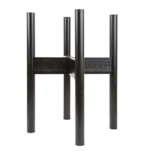 Oak & Boo Large Adjustable Mid Century Modern Plant Stands for Indoor Planters – Adjustable Width 11″ to 14.5″ Fits Tall and Large Pots (Pot Not Included) (Large Dark Bamboo)