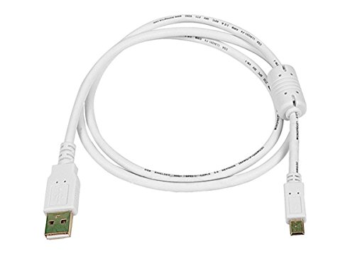 Monoprice 3-Feet USB 2.0 A Male to Mini-B 5pin Male 28/24AWG Cable with Ferrite Core (Gold Plated), White (108633)