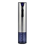 Ovonni Electric Wine Opener with Foil Cutter, Automatic Rechargebale Corkscrew with Low Power Warning Light, Stainless Steel Wine Bottle Opener, Silver